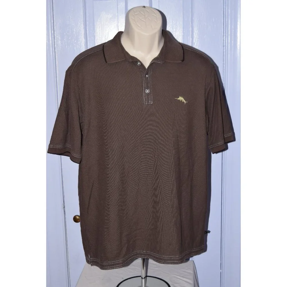 Tommy Bahama Men's Brown Polo size Medium - Picture 1 of 9